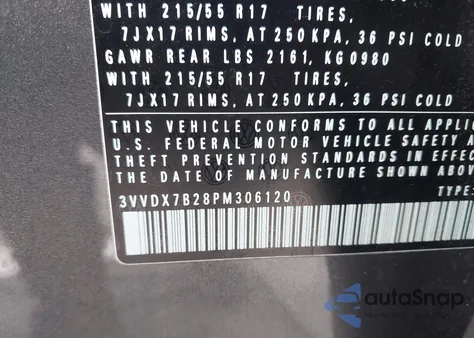 2023 Volkswagen Taos S из США, поврежденный, VIN 3VVDX7B28PM306120